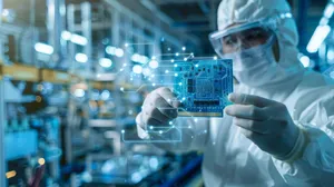 Aufnahme in einem Reinraum in der Halbleiter-Produktion